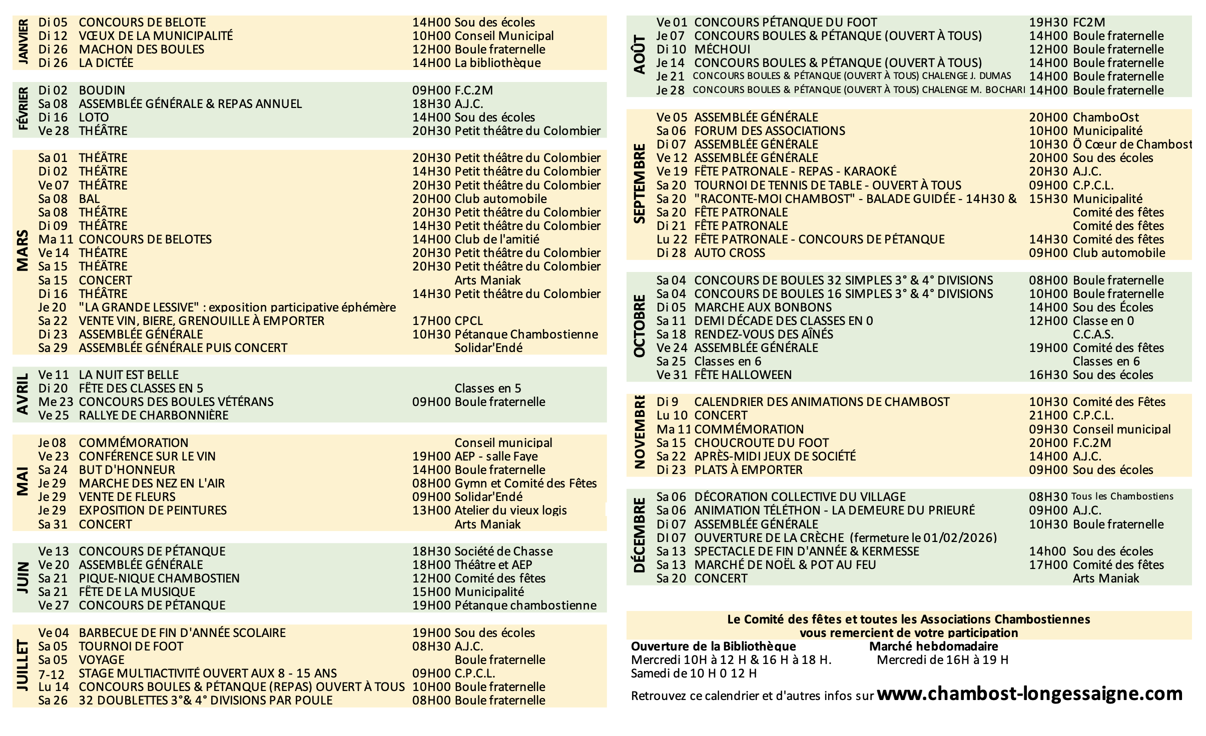 calendrier manifestations 2024