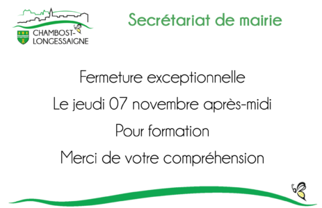 fermeture secretariat 07 novembre 2024